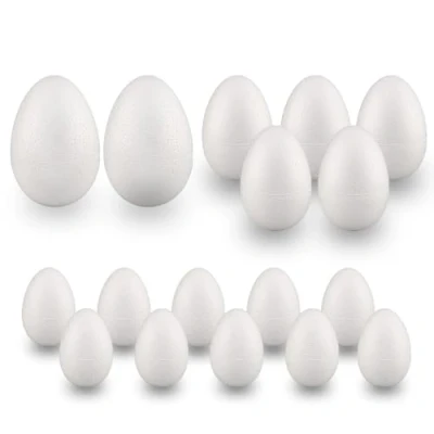Afbeelding van MCE Commerce A33608010017 1 piepschuim eieren 6, 8, 10 cm, 17 stuks, om te knutselen en decoreren met Pasen, piepschuim, wit, 6 8 cm