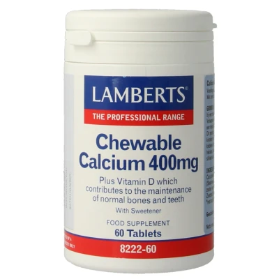 Afbeelding van Lamberts Calcium 400mg Kauwtabletten + Vit. D en Fos, 60 Kauw tabletten