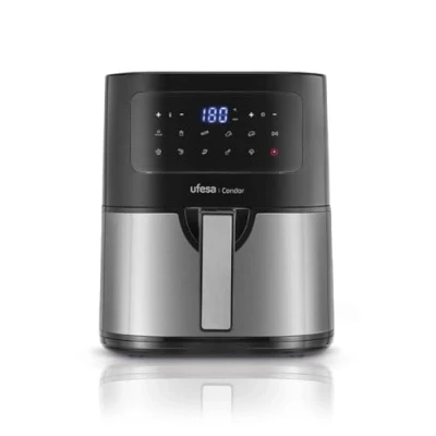 Afbeelding van Ufesa Condor Luchtfriteuse van 4,5L, RVS, 10 Programma&#039;s, 1600W, Digitaal, Timer, Temperatuur 80ºC 200ºC, Zonder BPA of PFOA, Antiaanbaklaag in het mandje en de lade