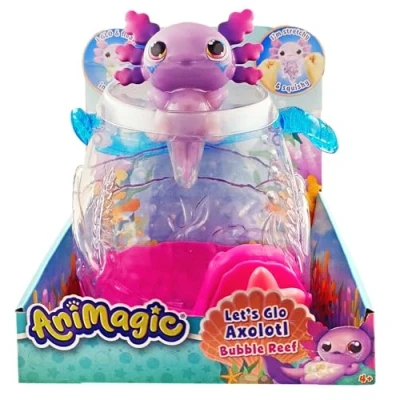 Afbeelding van Animagic aquarium Axolotl, Interactief Speelgoed voor Kinderen vanaf 4 Jaar, Om je Elektronische en Verlichte Huisdier te vervoeren, Bevat het een Paarse Axolotl