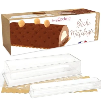 Afbeelding van ScrapCooking Gewatteerde kersthoutset met vorm en inzetstuk accessoires voor gebak, kerstdessert, recept houtblokken, 3 chocolade, gemaakt in Frankrijk 1924