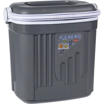 Afbeelding van Eda Koelbox Iceberg 20 liter Grijs 24 x 39 38 cm Geschikt voor 2 Flessen Blokkerende Deksel bij Transport