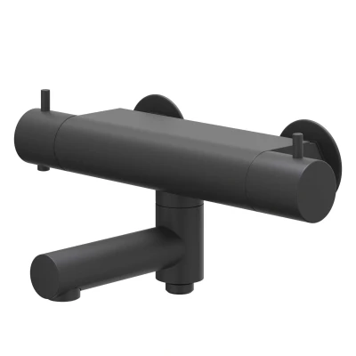 Afbeelding van IVY Bond opbouw badthermostaatkraan draaibare uitloop cooltouch Mat Zwart PVD