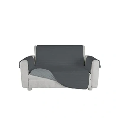 Afbeelding van Italian Bed Linen Tweekleurige bankovertrek van microvezel Trendy, lichtgrijs/donkergrijs, 2 zits