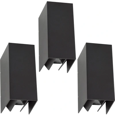 Afbeelding van Ks verlichting up down led vierkante wandspot channel aluminium zwart 7465d4