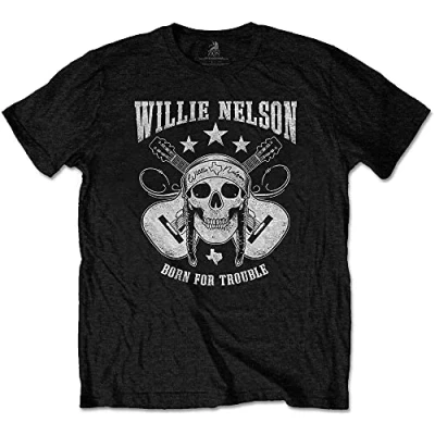 Afbeelding van Willie Nelson Skull Heren T shirt M Zwart