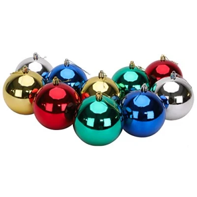 Afbeelding van Toyland® 10 extra grote 100 mm gekleurde kerstballen kerstboomversieringen (assorti)
