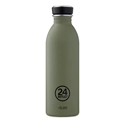 Afbeelding van Waterfles Groen Stone Sage 500 Ml RVS 24Bottles Earth Collection 6,5 X 21 Cm