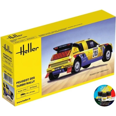 Afbeelding van 1:43 Heller 56189 Peugot 205 Turbo Rally Auto Starter Kit Plastic Modelbouwpakket