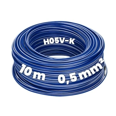 Afbeelding van Kalitec 10 meter H05V K 0,5 mm² donkerblauw witte bedradingskabel I aderkabel flexibel PVC enkeladerig meeraderig 0,5mm2 bedrading fijnaderige enkele kabel enkeldraads schakeldraad