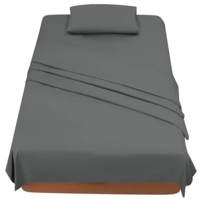 Afbeelding van Beddengoed voor 90 cm bed, 3 delige set, hoeslaken, 1 kussensloop, 50 x 80 (bed 190/200 cm, donkergrijs)