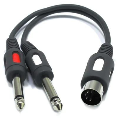 Afbeelding van VITALCO Audio Adapter DIN 5 polig mannetje naar 2X Dubbele TS 6,3mm mono aansluitingen