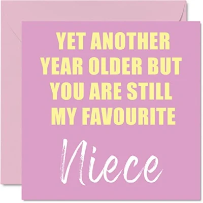 Afbeelding van Grappige verjaardagskaarten voor nichtje nog een jaar ouder steeds mijn favoriet Banter Happy Birthday Card van oom tante verjaardagscadeaus, 145 mm x grap humor wenskaarten cadeau
