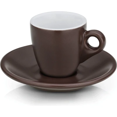 Afbeelding van Espressokop en Schotel Kela Mattia Bruin (Set van 2)
