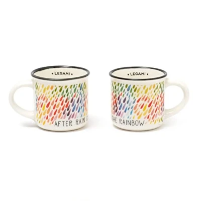 Afbeelding van Legami MM0017 Espresso For Two, 2 koffiekopjes van porselein, New Bone China, inhoud 50 ml, Tema After Rain, vaatwasmachinebestendig, magnetronbestendig