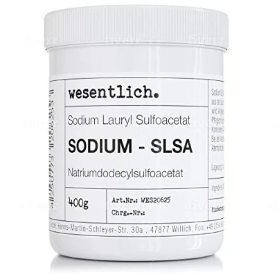 Afbeelding van NatriumSLSA oppervlakteactieve stoffen (natriumlauryl sulfoacetaat) 400 g in hersluitbare schroefdop van essentieel belang.