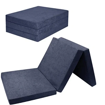 Afbeelding van FORTISLINE vouwmatras, gastenmatras, marineblauw, 180 x 65 7 cm, overtrek wasbaar, 3 delig, campingbed, hoogwaardig, ruimtebesparend, schuimstofmatras, inklapbaar, opvouwbaar