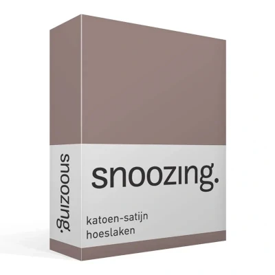 Afbeelding van Snoozing Katoen satijn Hoeslaken Tweepersoons 150x200 cm Taupe