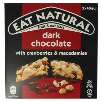 Afbeelding van Pure chocolate cranberry macadamia 3 x 40 gram