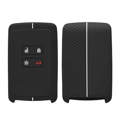 Afbeelding van kwmobile autosleutel hoesje geschikt voor Renault 4 knops Smartkey (alleen Keyless Go) hoes Siliconen behuizing Auto sleutel case met honingraat Sleuteletui in zwart / wit