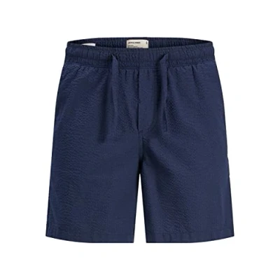 Afbeelding van JACK &amp; JONES PLUS JPSTJEFF JJJOGGER Seersucker DEK PLS Sweat Shorts, Navy Blazer/Detail: solid, 48, 48