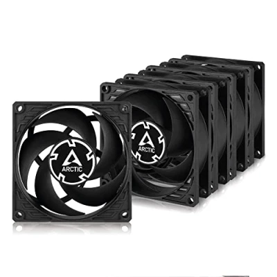 Afbeelding van ARCTIC P8 Silent (5 Stuk) 80 mm Extra stille fan geoptimaliseerd voor statische druk, quasi ventilatormotor, Case fan, PC, 1600 rpm Zwart