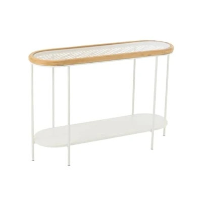 Afbeelding van J Line Console Mati Sparhout/Metaal Naturel/Wit
