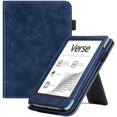 Afbeelding van E Reader Hoes geschikt voor de PocketBook Verse Book Case Met Standaard Sleep Wake Functie Kunstlederen Beschermhoes Blauw