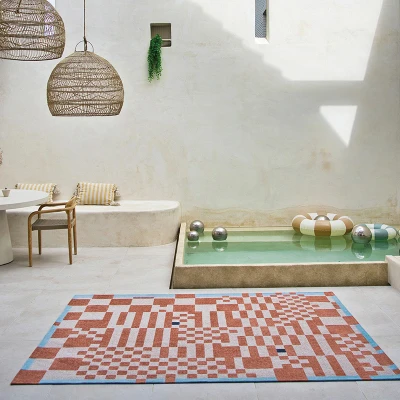 Afbeelding van Retro vloerkleed Chess Nude 9341 280x390cm Louis de Poortere