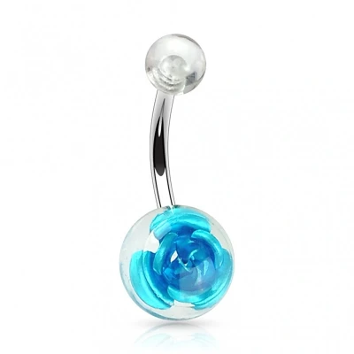 Afbeelding van Piercing roos balletje aqua