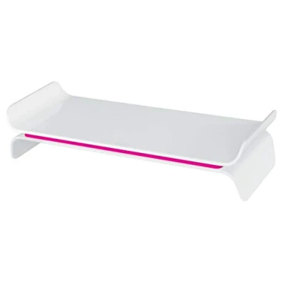 Afbeelding van Leitz Ergo WOW verstelbare monitorstandaard, wit roze beeldschermhouder