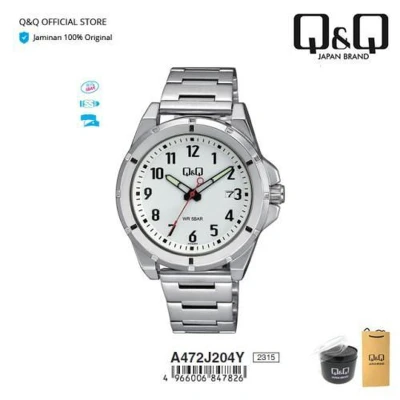 Afbeelding van Q&amp;Q Heren horloge met datum /neon wijzers A472J204Y