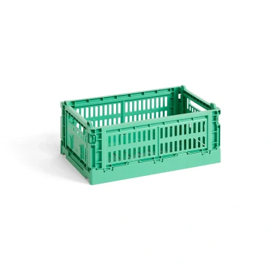 Afbeelding van HAY Colour Crate transportbox S van gerecycled polypropyleen in de kleur Dark Mint, afmetingen: 26,5 cm x 17 10,5 cm, 541440