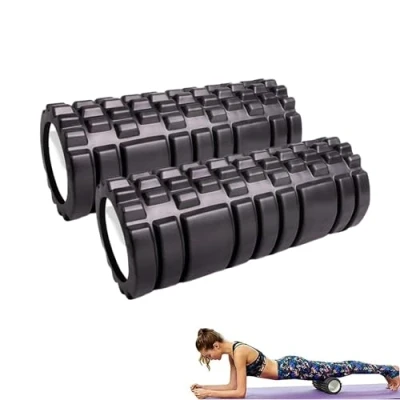 Afbeelding van 2x Foam Roller Fasciarol Schuimrubber rol Fitness Massagerol voor Triggerpoint Massage in Rug, Nek, Benen Tijdens de Fasciatraining met Gymnastiekrol Mannen en Vrouwen