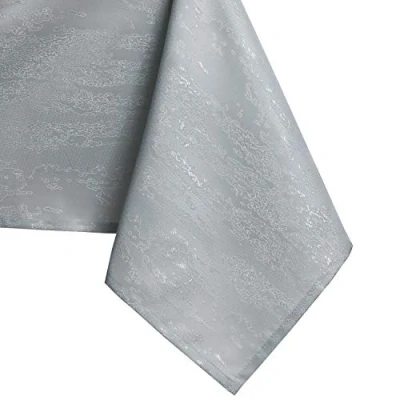 Afbeelding van AmeliaHome Tafelkleed rond 130 x cm lotuseffect waterafstotend slangenhuidpatroon Vesta zilver 57060