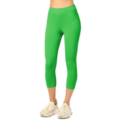 Afbeelding van Merry Style MS MS10 199 LE Dames Capri Leggings Sport Vrijetijdsbroek 3/4 Lengte Katoen Sporbroek Yogabroek Groen M