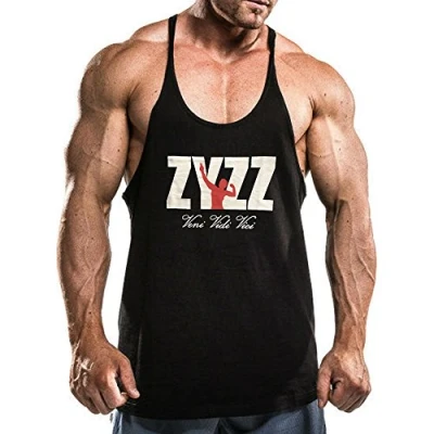 Afbeelding van palglg Heren Muscle T shirt zonder mouwen Athletic Tank Top voor Training Fitness, Zyzz00 Zwart, XL