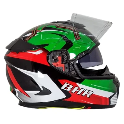 Afbeelding van BHR Integraalhelm voor motorfiets met dubbel vizier 813 Race, ECE getest, zonnevizier, motorhelm heren/dames, groen (Spider Green), XL