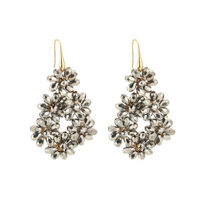 Afbeelding van Oorbellen Crystal Flower Beads Bloem Kralen Druppel Thin Zilver Party/Feestdagen