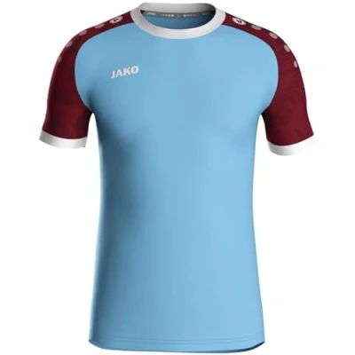 Afbeelding van Jako Iconic Shirt Korte Mouw Heren Zachtblauw / Wijnrood Maat: 3XL