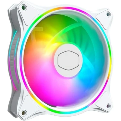 Afbeelding van Cooler Master MasterFan MF120 Halo Witte Editie ARGB Dubbele ringverlichting met adresseerbare RGB, case fan &amp; koeling Hybride ventilatorbladen Slimme sensoren en trillingsdemping 120 mm wit