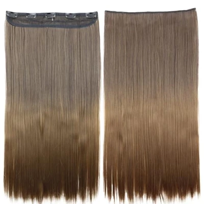 Afbeelding van CAISHA 60cm Clip in Extensions Haarextensies Haarstukje Glad Ombré Bruin Mix C74