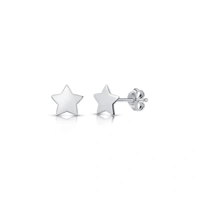 Afbeelding van Amberta Vrouwen 925 Sterling Zilver Hemelse Oorstekers: Platte Ster Oorstekers