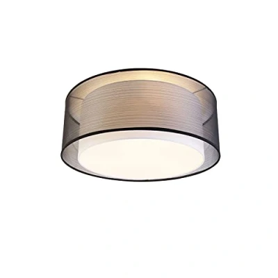 Afbeelding van QAZQA Moderne plafonnière zwart met wit 50 cm 3 lichts Drum Duo