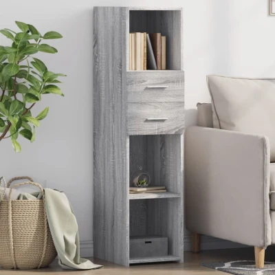 Afbeelding van Hoge kast 30x42,5x124 cm bewerkt hout grijs sonoma eikenkleur