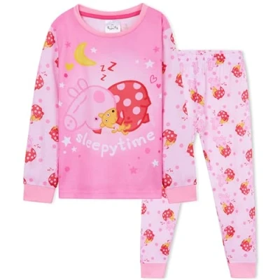 Afbeelding van Peppa Pig Meisjespyjama, elastische tailleband, lange 2 delige pyjamaset (roze, 4 5 jaar), roze, 3 Jaar