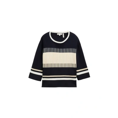 Afbeelding van TOM Tailor Trui, Dames, Maat: Medium, Navy knit stripe design