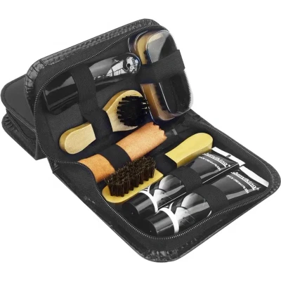 Afbeelding van Professionele Schoenverzorgingsset Houten Borstel voor Professioneel Schoenpoetsen Draagbare Alle Soorten Leer Complete Kit met Borstel, Microvezel Reinigingsdoek en Polijstkatoen Ideaal Thuisgebruik Onderwe