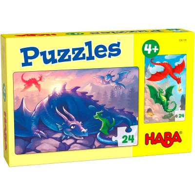 Afbeelding van Haba puzzel 2 in 1 Draken 2x24 stukjes
