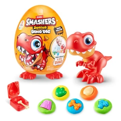 Afbeelding van Smashers Junior Dino Dig Large Egg, T Rex, by ZURU 18+ Surprises, dinosaurus Preschool speelgoed, bouwsensorisch spel voor kinderen van 18 maanden 3 jaar (T Rex)